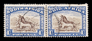 8230: South Africa SG62 2x 1s Brown & Blue 1939 Sc#62 Mi89-90 Used C£18