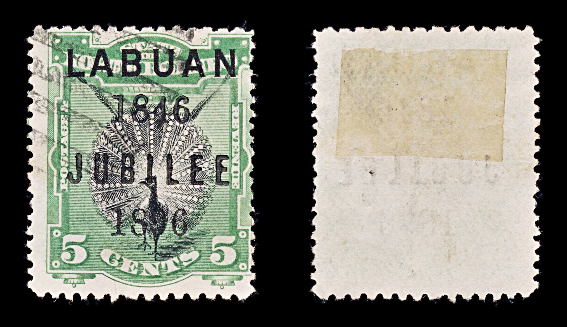 8233: Labuan SG86c 5c Green & Black 1896 Sc#69c Used C£95