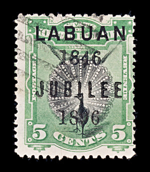8233: Labuan SG86c 5c Green & Black 1896 Sc#69c Used C£95