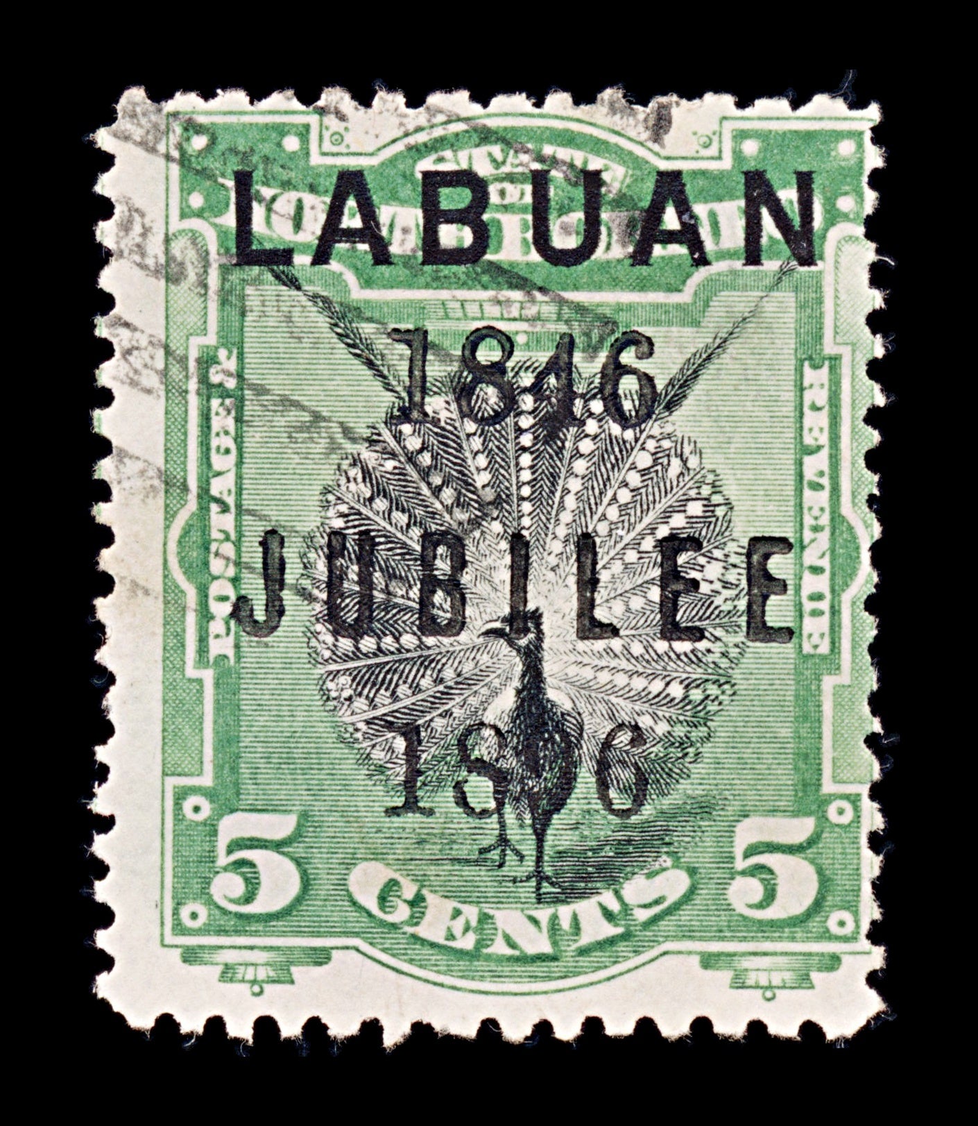 8233: Labuan SG86c 5c Green & Black 1896 Sc#69c Used C£95