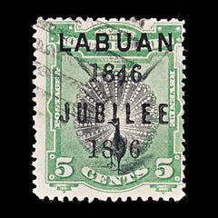 8233: Labuan SG86c 5c Green & Black 1896 Sc#69c Used C£95, view 3