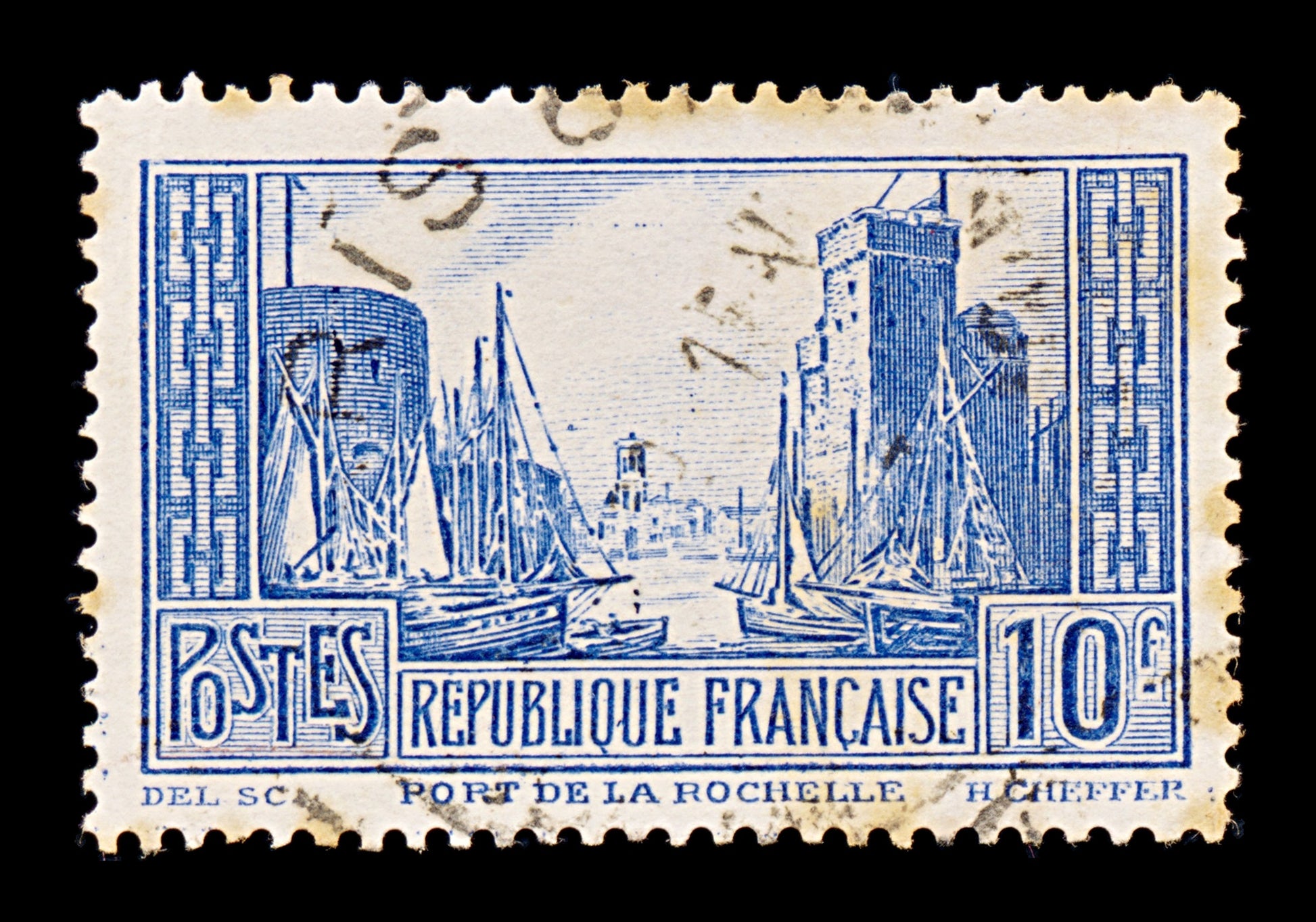 8234: France SG474a 10F Blue 1930 Sc#251A Mi241II Used C£33