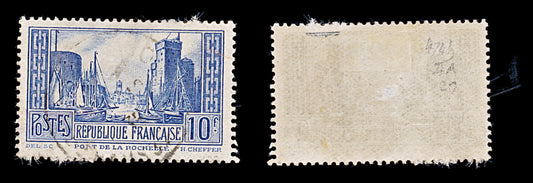 8235: France SG474b 10F Blue 1931 Sc#252 Mi241IIIa Used C£20