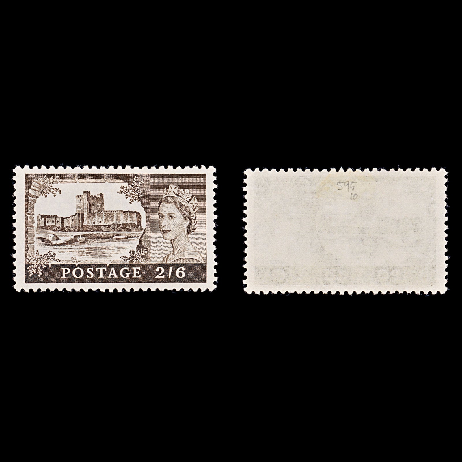 8238: GB SG595 2'6s Black brown 1959 Sc#371 Mi335I Mint MLH C£10