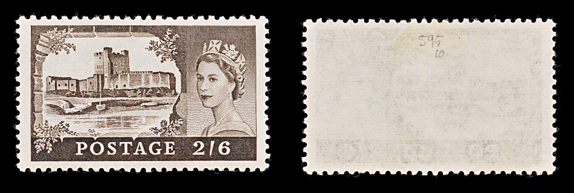 8238: GB SG595 2'6s Black brown 1959 Sc#371 Mi335I Mint MLH C£10