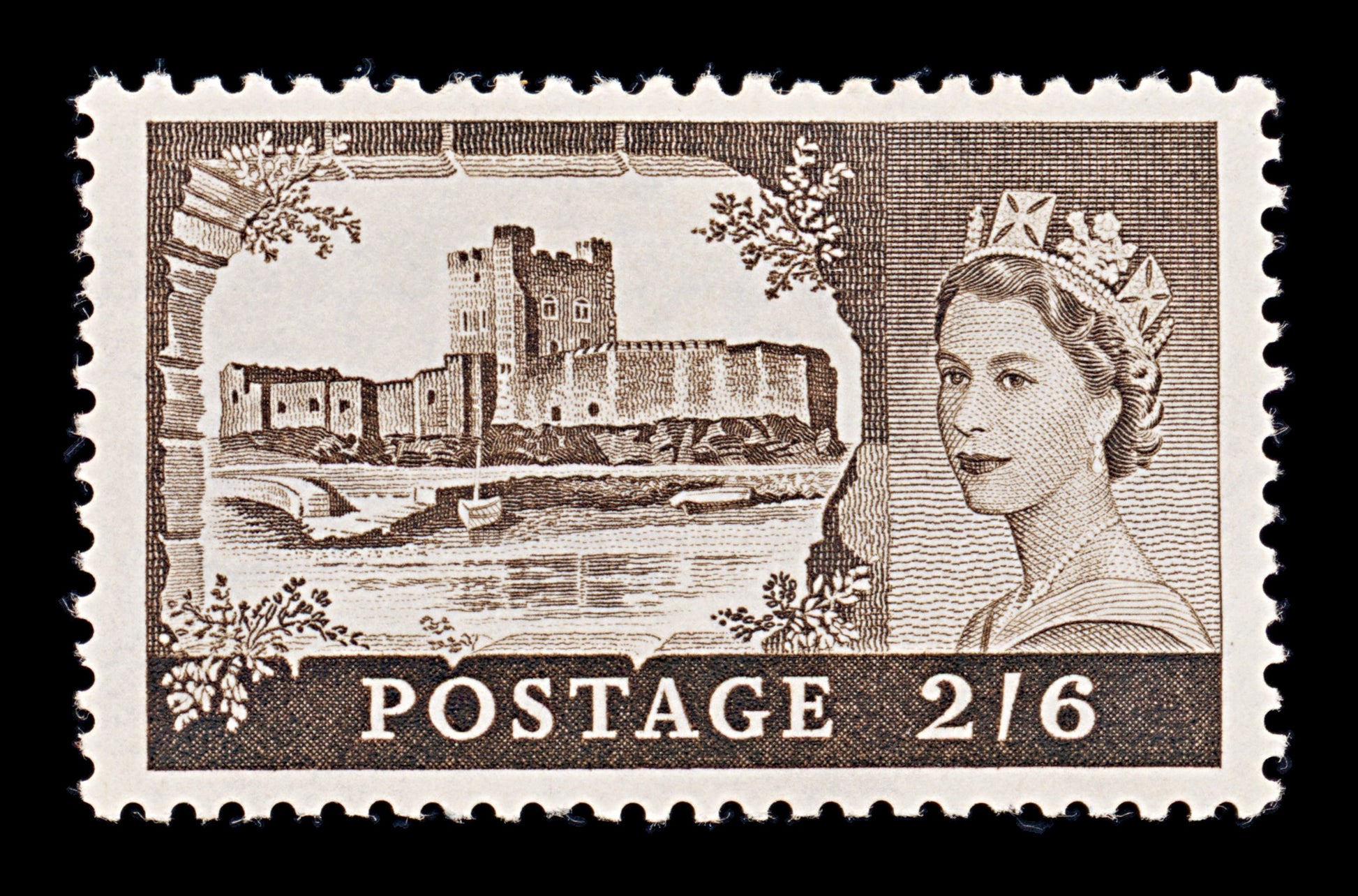 8238: GB SG595 2'6s Black brown 1959 Sc#371 Mi335I Mint MLH C£10