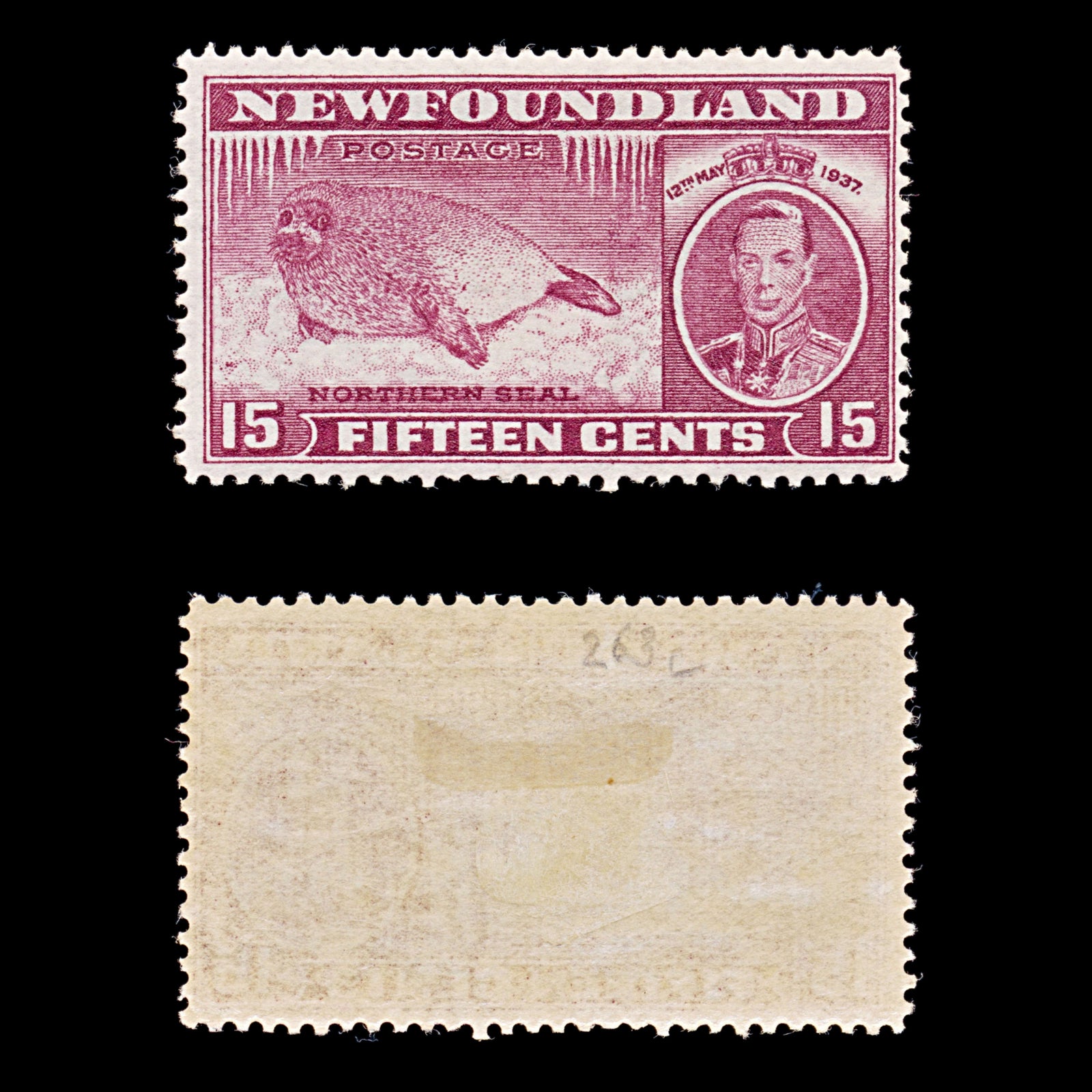 8250: Newfoundland SG263c 15c Claret 1937 Mi227A Mint MH C£26