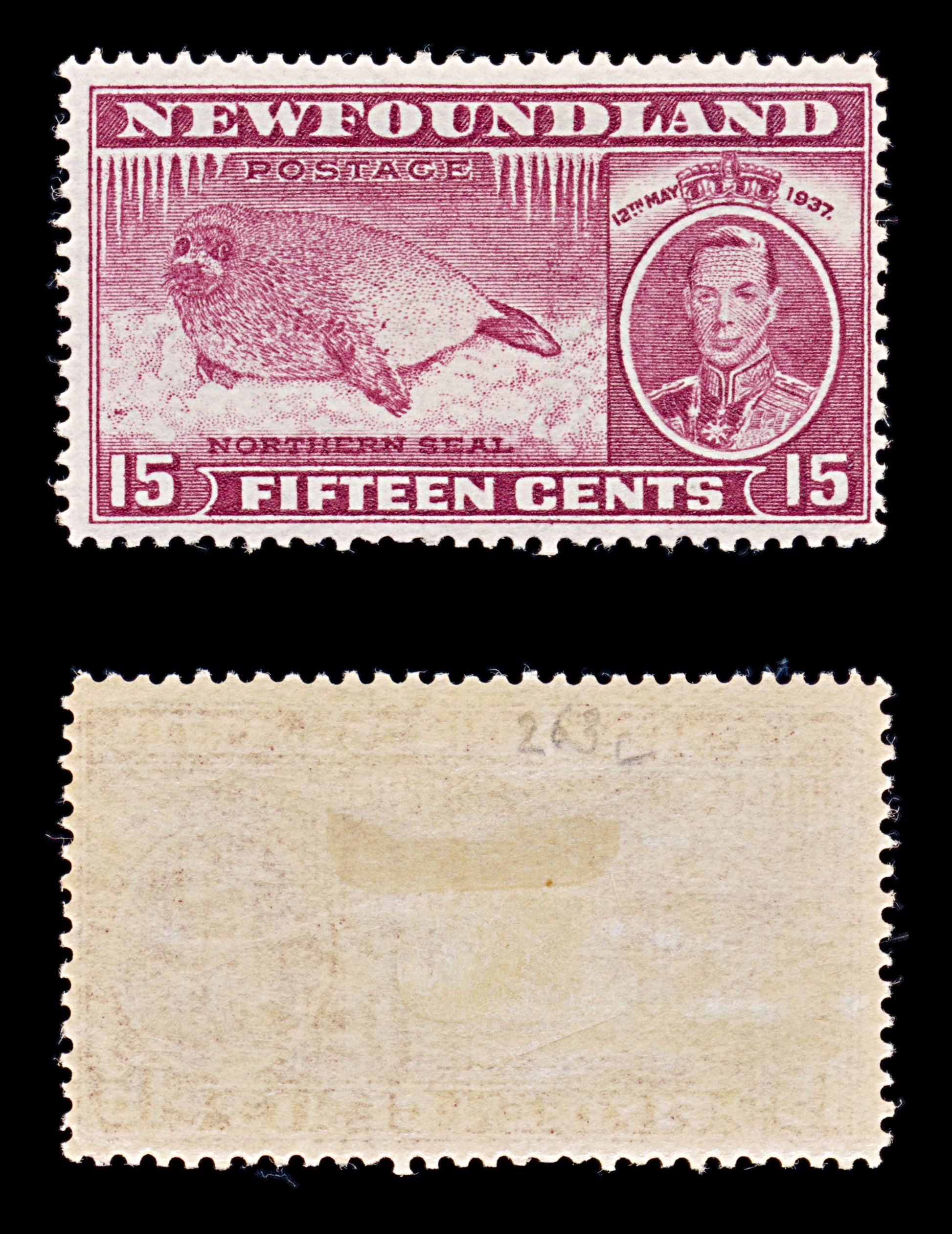 8250: Newfoundland SG263c 15c Claret 1937 Mi227A Mint MH C£26