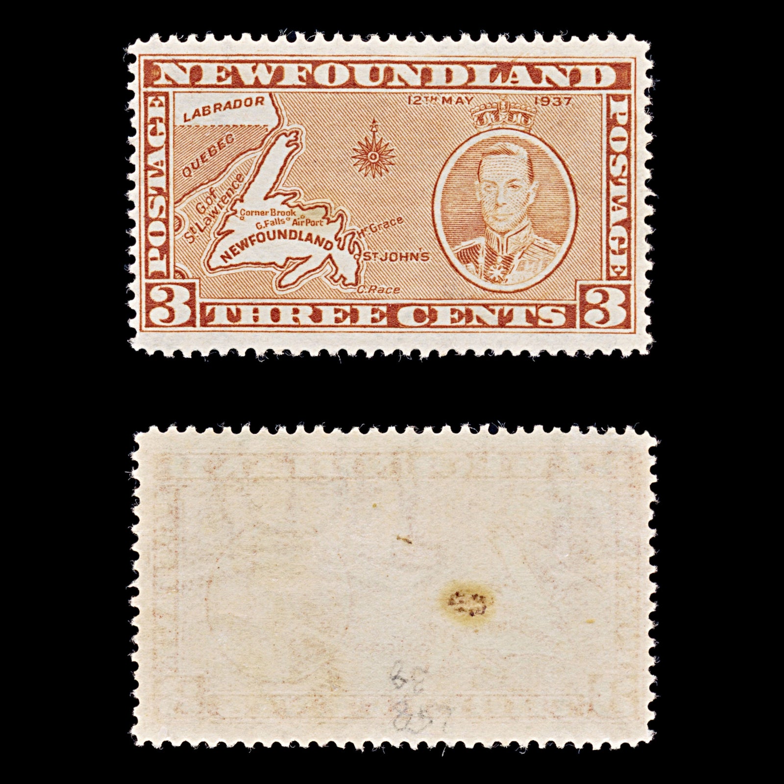 8251: Newfoundland SG258 3c Orange brown 1937 Sc#234 Mi222IA Mint MNH C£38