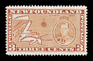 8251: Newfoundland SG258 3c Orange brown 1937 Sc#234 Mi222IA Mint MNH C£38