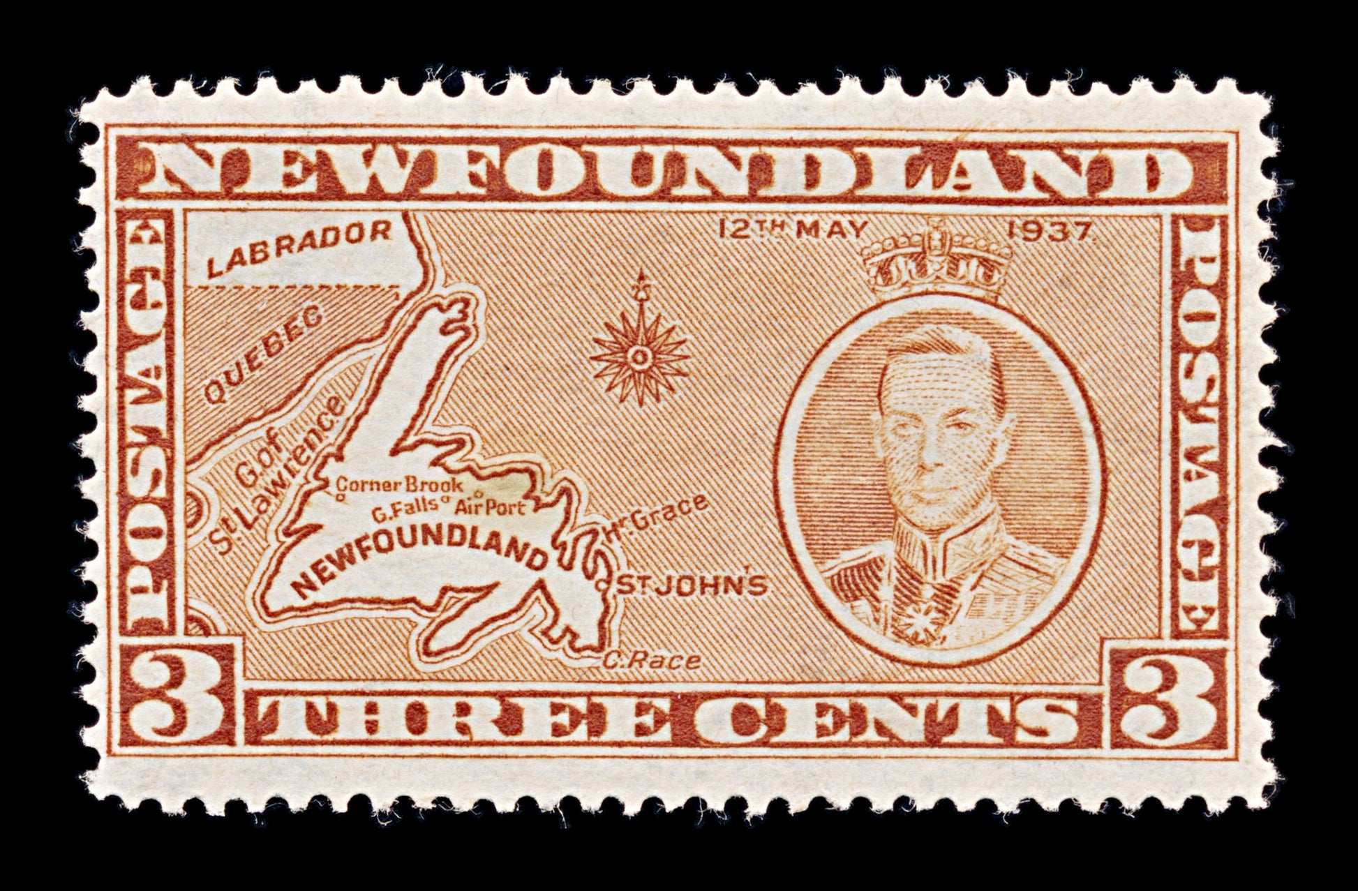 8251: Newfoundland SG258 3c Orange brown 1937 Sc#234 Mi222IA Mint MNH C£38