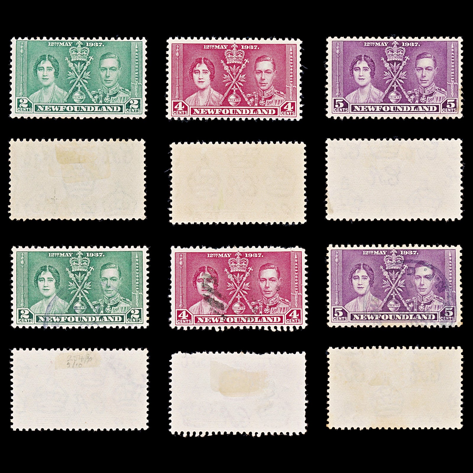 8252: Newfoundland SG254/256 2 Sets 1937 Sc#230/232 Mi218/220 Mint MH C£15