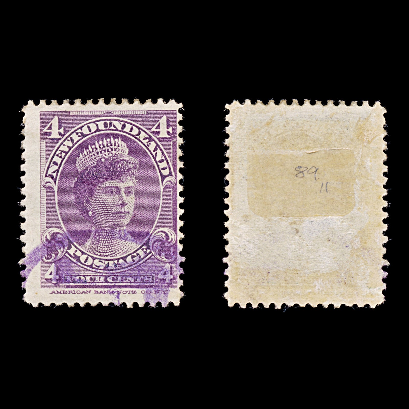 8254: Newfoundland SG89 4c Violet 1901 Sc#84 Mi65 Used C£11