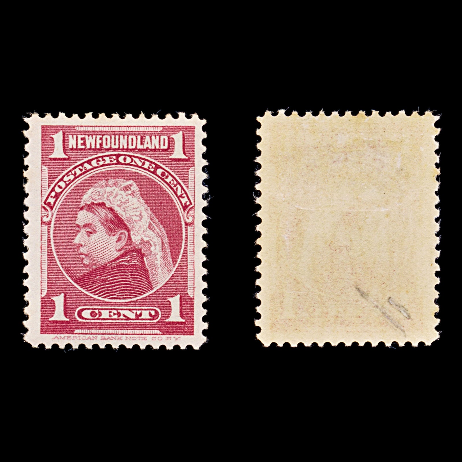8260: Newfoundland SG84 1c Carmine rose 1897 Sc#79 Mi59 Mint MVLH C£9