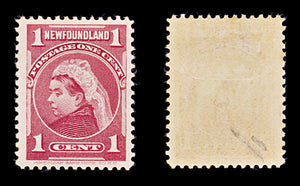 8260: Newfoundland SG84 1c Carmine rose 1897 Sc#79 Mi59 Mint MVLH C£9