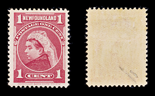8260: Newfoundland SG84 1c Carmine rose 1897 Sc#79 Mi59 Mint MVLH C£9