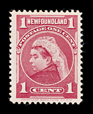 8260: Newfoundland SG84 1c Carmine rose 1897 Sc#79 Mi59 Mint MVLH C£9