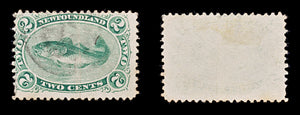 8262: Newfoundland SG31 2c Bluish green 1870 Sc#24 Mi16y Used C£50