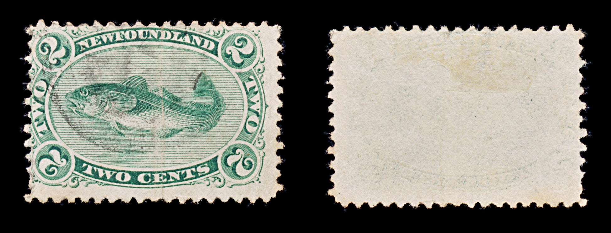 8262: Newfoundland SG31 2c Bluish green 1870 Sc#24 Mi16y Used C£50