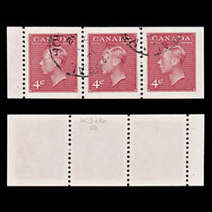 8266: Canada SG423ba 4c Carmine. Booklet Strip 1950 Sc#287a MiHB52 Used C£50, view 2