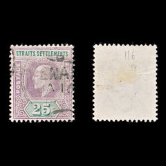 8269: Straits Settlements SG116 25c Green & Purple 1902 Sc#99 Mi85 Used C£14, view 1