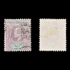 8269: Straits Settlements SG116 25c Green & Purple 1902 Sc#99 Mi85 Used C£14, view 2