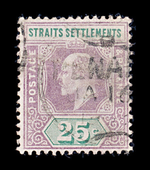 8269: Straits Settlements SG116 25c Green & Purple 1902 Sc#99 Mi85 Used C£14