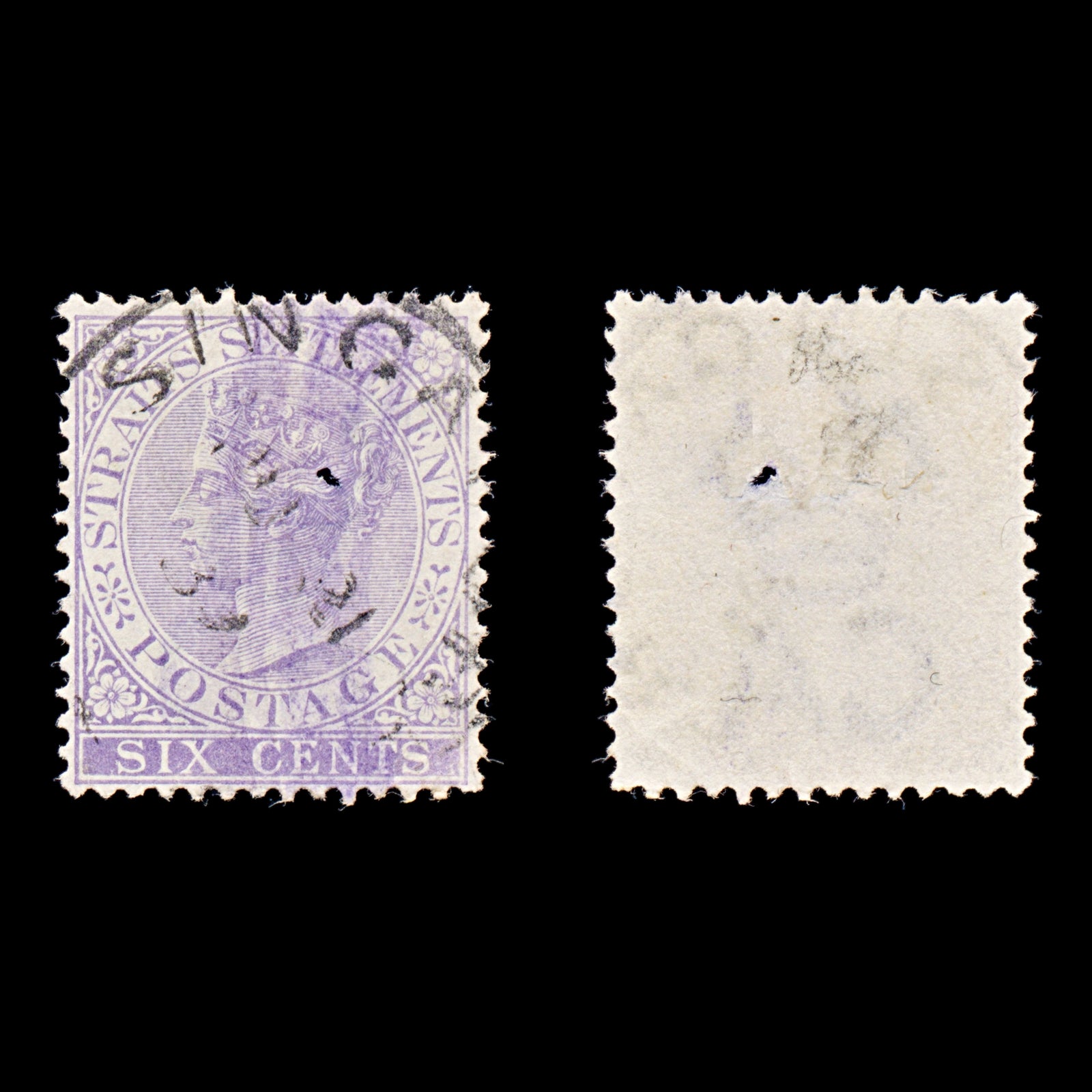 8273: Straits Settlements SG66a 6c Violet 1883 Sc#48 Mi32a Used C£18