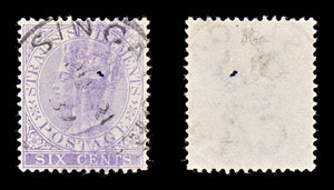 8273: Straits Settlements SG66a 6c Violet 1883 Sc#48 Mi32a Used C£18