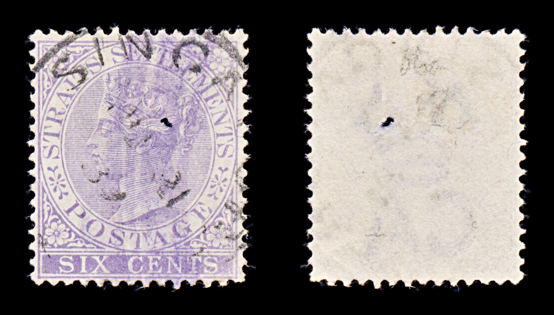 8273: Straits Settlements SG66a 6c Violet 1883 Sc#48 Mi32a Used C£18