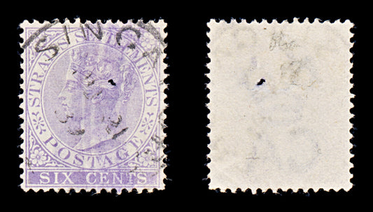 8273: Straits Settlements SG66a 6c Violet 1883 Sc#48 Mi32a Used C£18