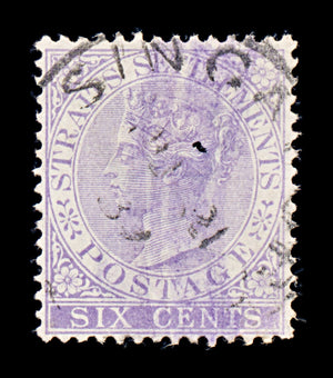 8273: Straits Settlements SG66a 6c Violet 1883 Sc#48 Mi32a Used C£18