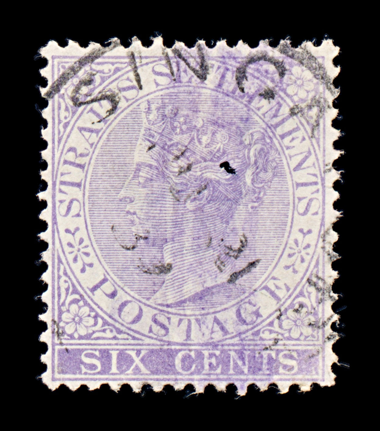8273: Straits Settlements SG66a 6c Violet 1883 Sc#48 Mi32a Used C£18