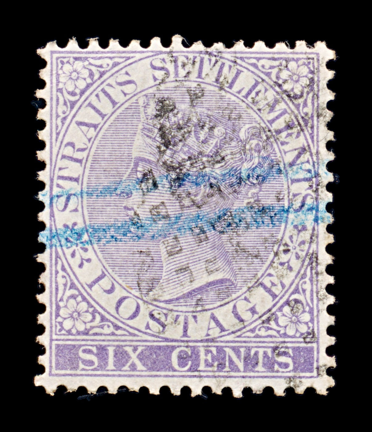 8274: Straits Settlements SG13a 6c Lilac 1868 Sc#12a Mi12b Used C£23