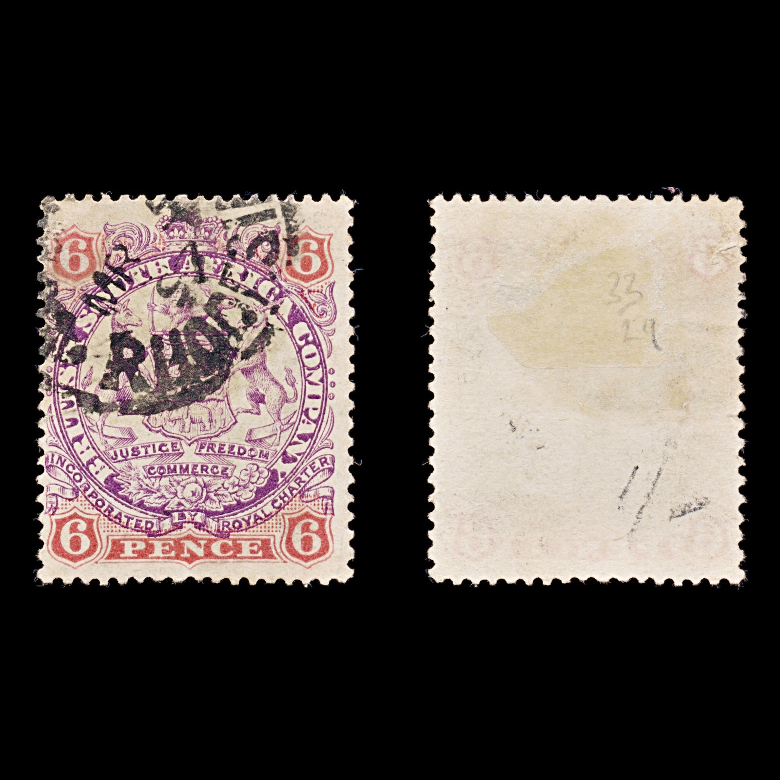 8284: South Africa Company SG33 6d Pink & Mauve 1896 Sc#31 Mi30I Used C£29