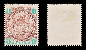 8285: South Africa Company SG29 1d Emerald & Scarlet 1896 Sc#27 Mi26I Mint MNG C£45