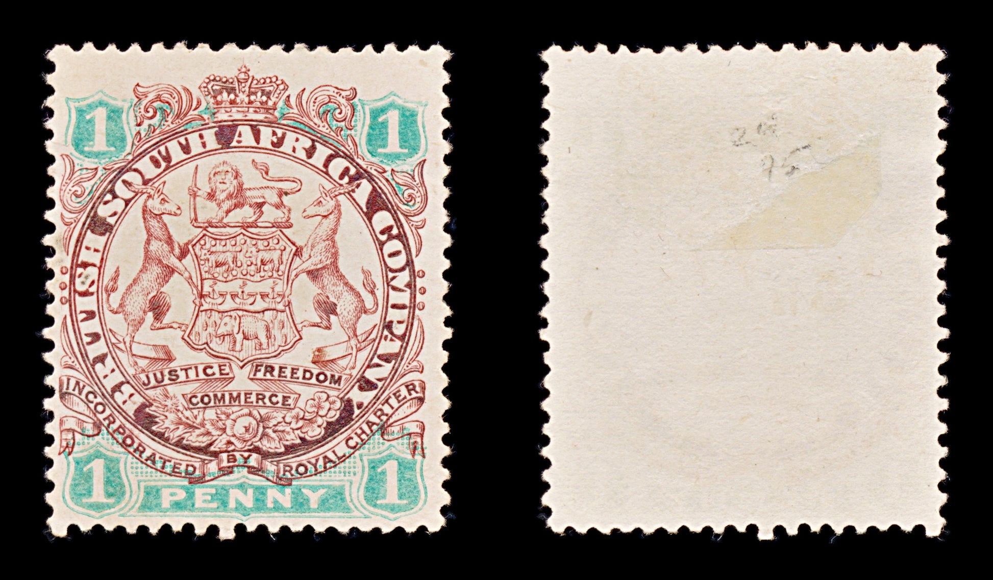 8285: South Africa Company SG29 1d Emerald & Scarlet 1896 Sc#27 Mi26I Mint MNG C£45