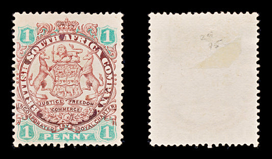 8285: South Africa Company SG29 1d Emerald & Scarlet 1896 Sc#27 Mi26I Mint MNG C£45