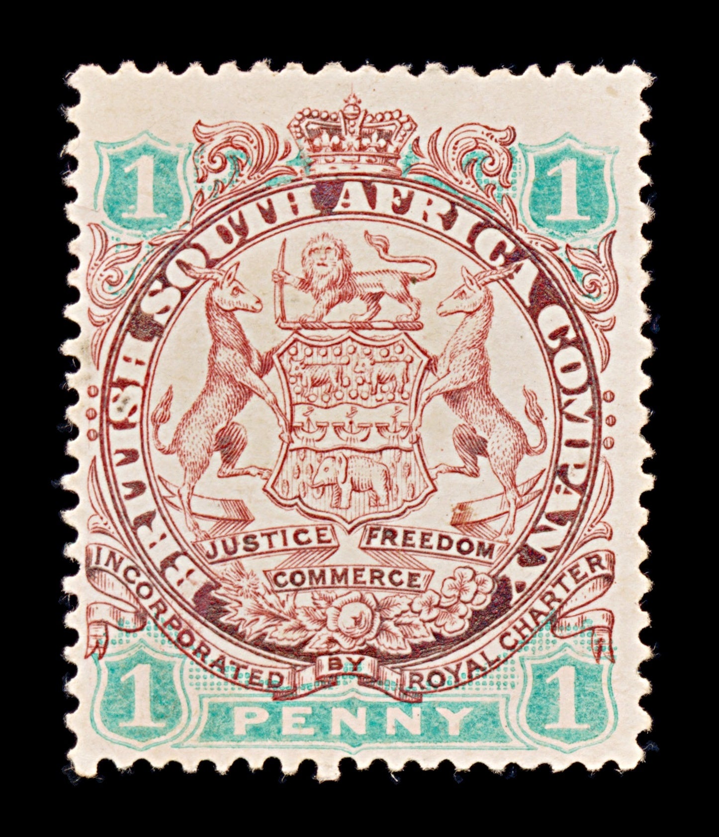 8285: South Africa Company SG29 1d Emerald & Scarlet 1896 Sc#27 Mi26I Mint MNG C£45