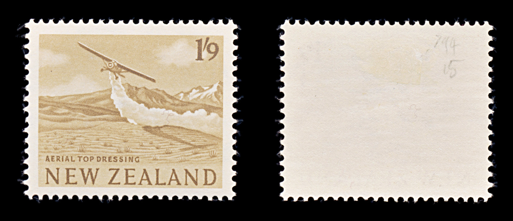 8293: New Zealand SG794 1'9s Bistre brown 1960 Sc#346 Mi405 Mint MLH C£15