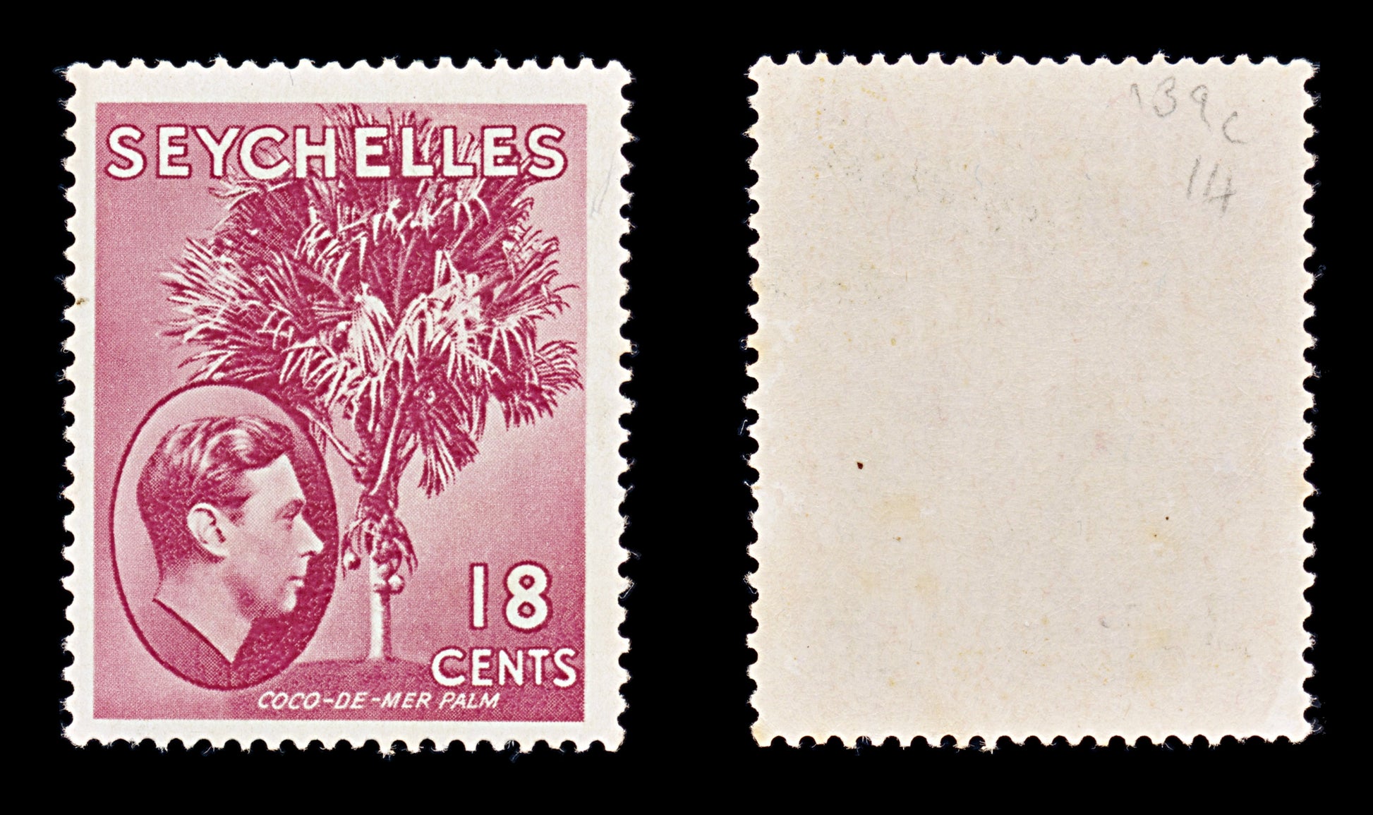 8296: Seychelles SG139c 18c Carmine lake 1941 Mint MNH C£14