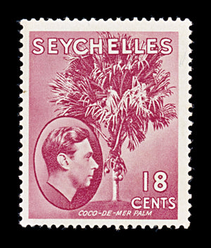 8296: Seychelles SG139c 18c Carmine lake 1941 Mint MNH C£14