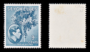 8298: Seychelles SG138ab 9c Grey blue 1942 Sc#131b Mint MLH C£25