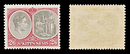 8299: St Kitts Nevis SG76 2s6d Black & Scarlet 1938 Sc#87a Mi80C Mint MVLH C£32