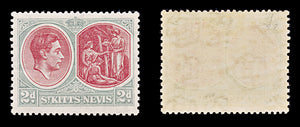 8300: St Kitts Nevis SG71 2d Grey & Scarlet 1938 Sc#82a Mi75Ca Mint MVLH C£27