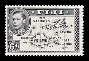 8302: Fiji SG261a 6d Violet black 1944 Mint MLH C£26
