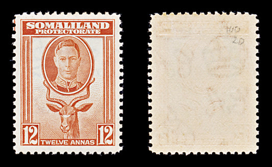 8303: Somaliland SG100 12A Orange 1938 Sc#91 Mi84 Mint MLH C£20
