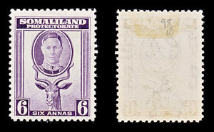 8304: Somaliland SG98 6A Purple 1938 Sc#89 Mi82 Mint MH C£16