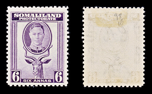 8304: Somaliland SG98 6A Purple 1938 Sc#89 Mi82 Mint MH C£16