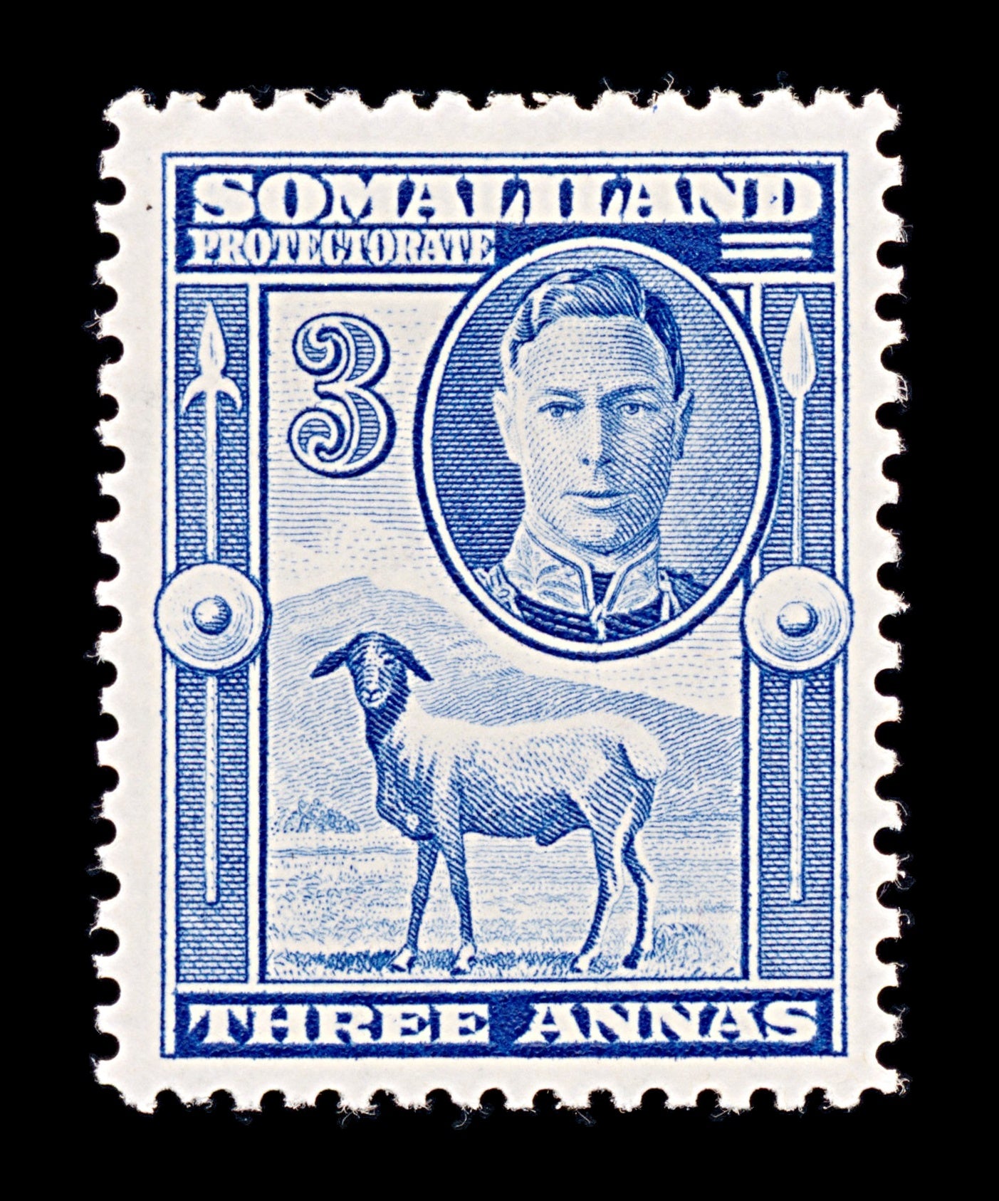 8305: Somaliland SG96 3A Blue 1938 Sc#87 Mi80 Mint MH C£18